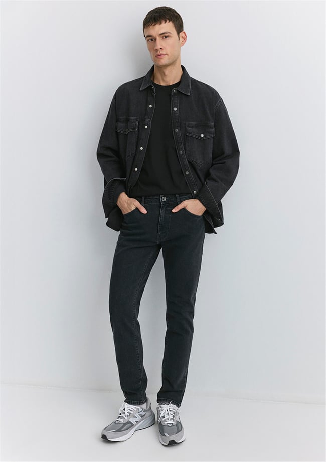 Mavı M0081089340 Mılan Iron Grey Mavı Black Erkek Tapered Denım Pantolon