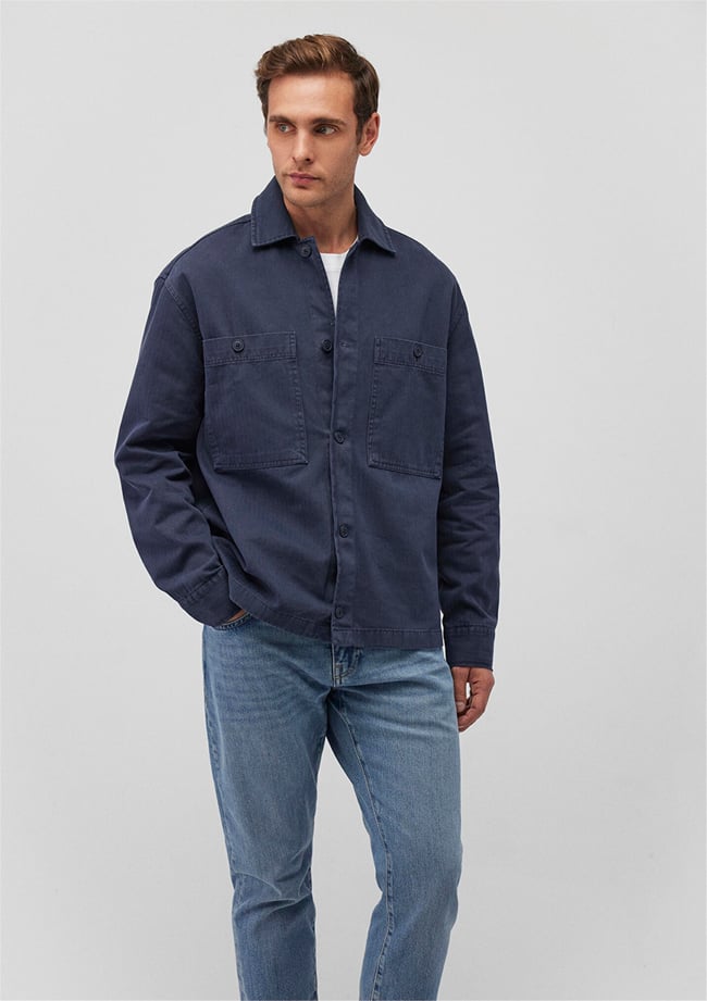 Mavı M0211272-70726 Murekkep Mavı Erkek Loose Ceplı Gomlek
