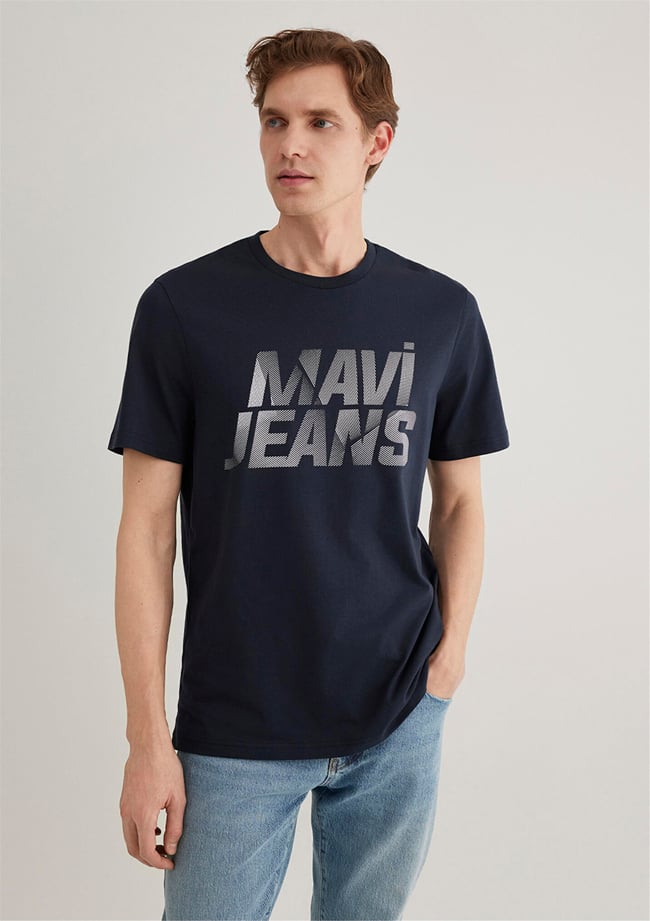 Mavi M0610260-70490 Gece Lacivert Erkek Mavi Logo T-Shirt Logo T-Shirt
