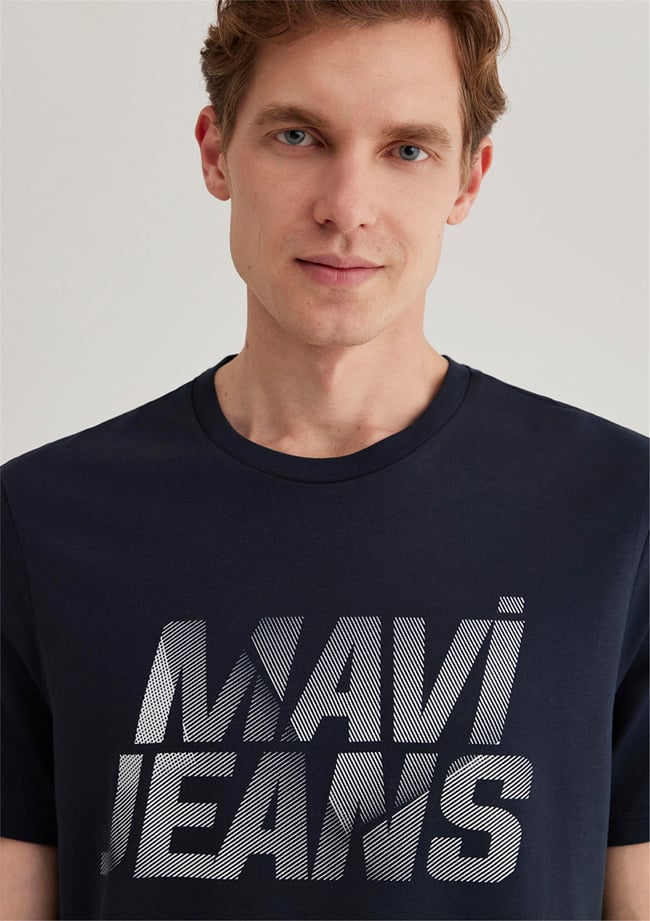 Mavi M0610260-70490 Gece Lacivert Erkek Mavi Logo T-Shirt Logo T-Shirt