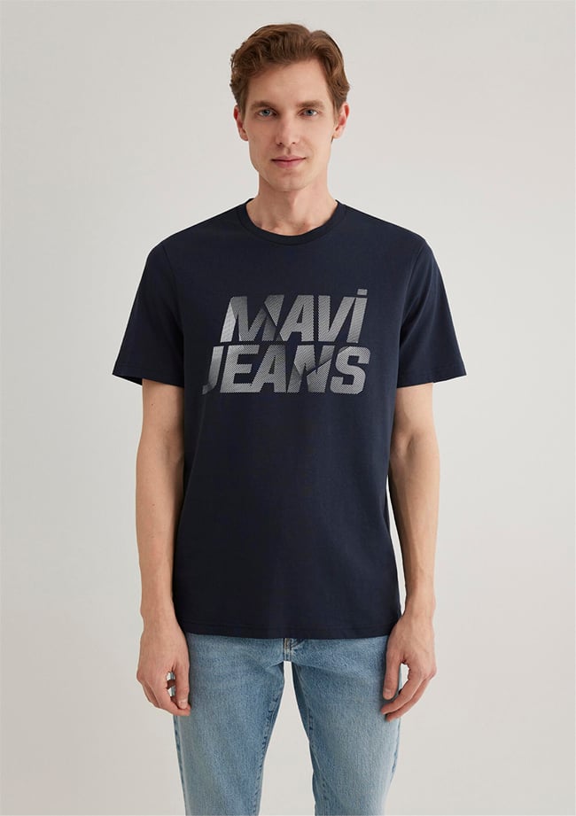 Mavi M0610260-70490 Gece Lacivert Erkek Mavi Logo T-Shirt Logo T-Shirt