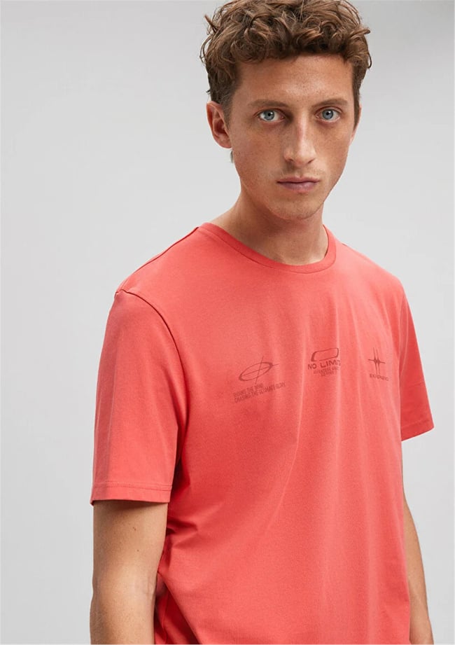 Mavi M0611948-71106 Yanık Kırmızı Erkek Regular Baskılı T-Shirt