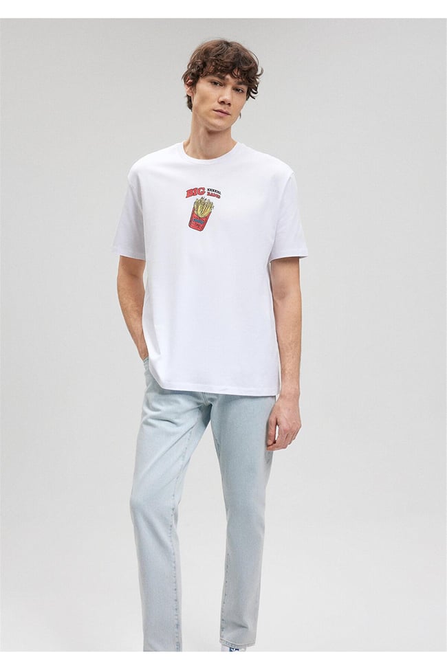 Mavi M0612072-620 Beyaz Erkek Loose Big Bang T-Shirt