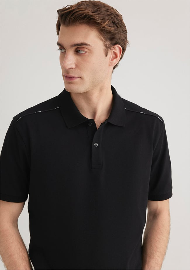 Mavı M0612530-900 Sıyah Erkek Regular Polo Yaka T-Shırt