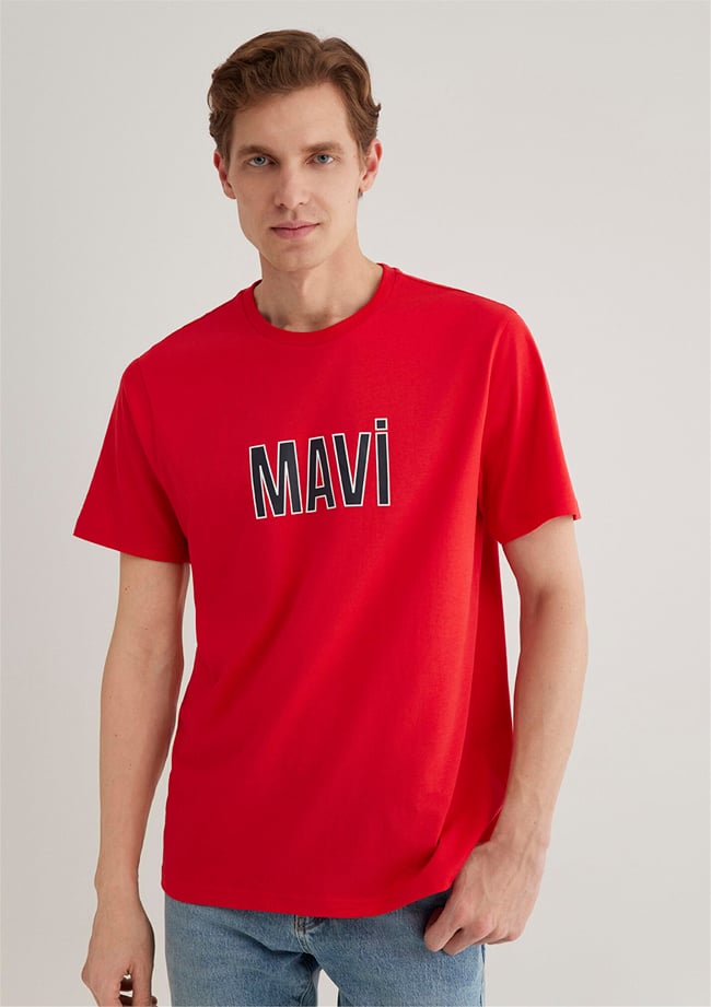 Mavi M066842-33099 Çin Kırmızısı Erkek T-Shirt