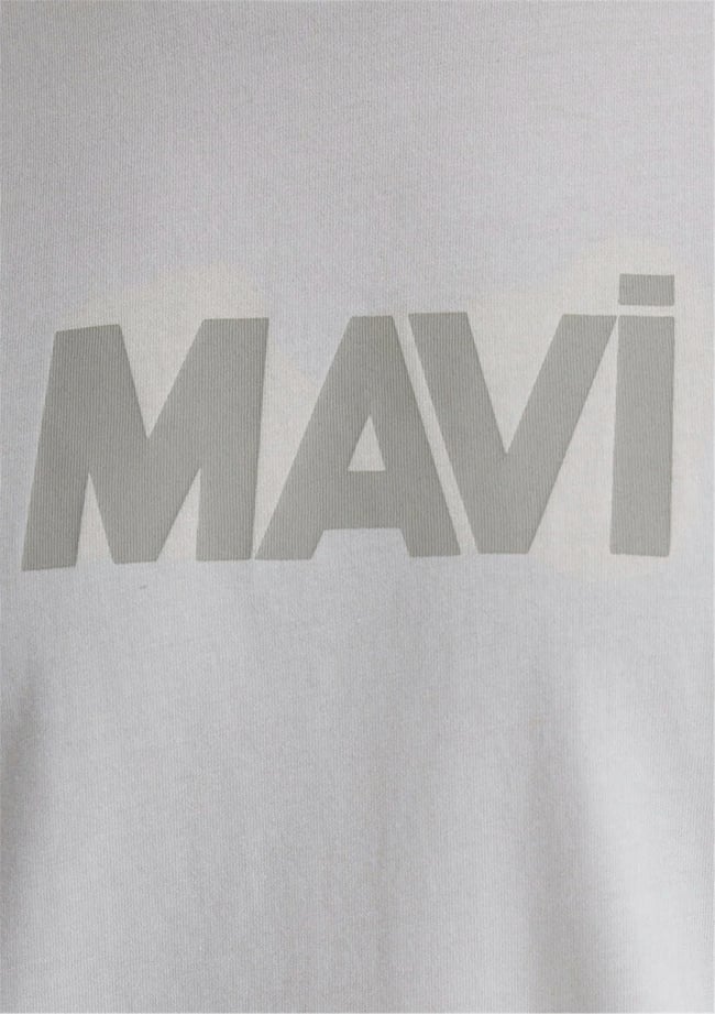 Mavi M066846-70080 Pus Gri Erkek Slim Mavi Baskılı T-Shirt