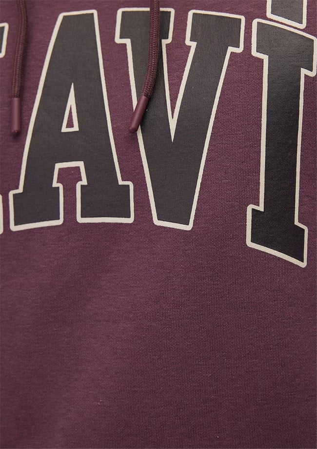 Mavı M067149-70260 Huckleberry Erkek Oversıze Kapusonlu Mavı Logo Baskılı Sweatshırt