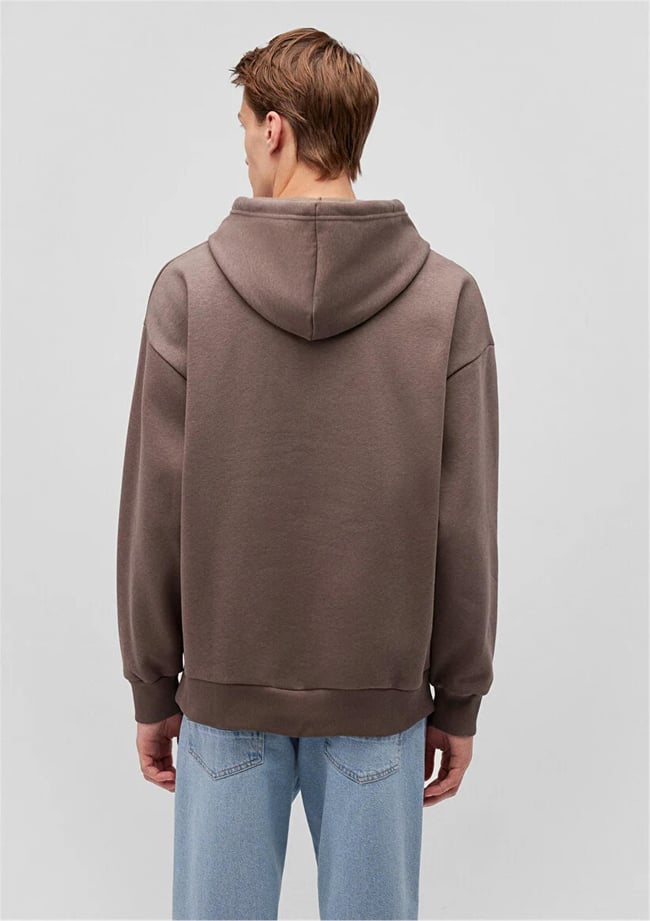 Mavı M067149-87875 Falcon Erkek Oversıze Kapusonlu Mavı Logo Baskılı Sweatshırt