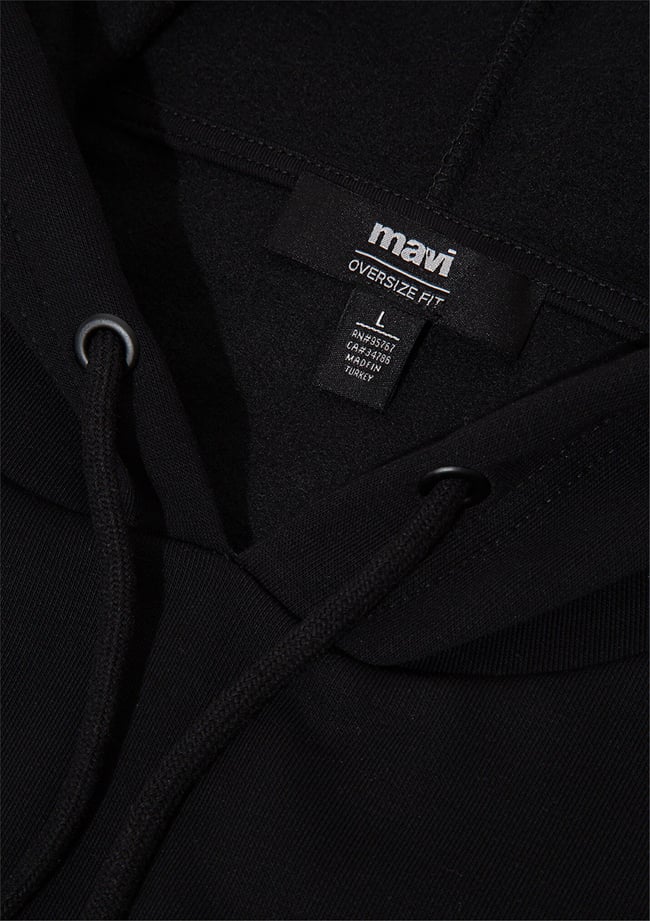 Mavi M067149-902 Siyah Erkek Oversize Kapuşonlu Logo Sweatshirt