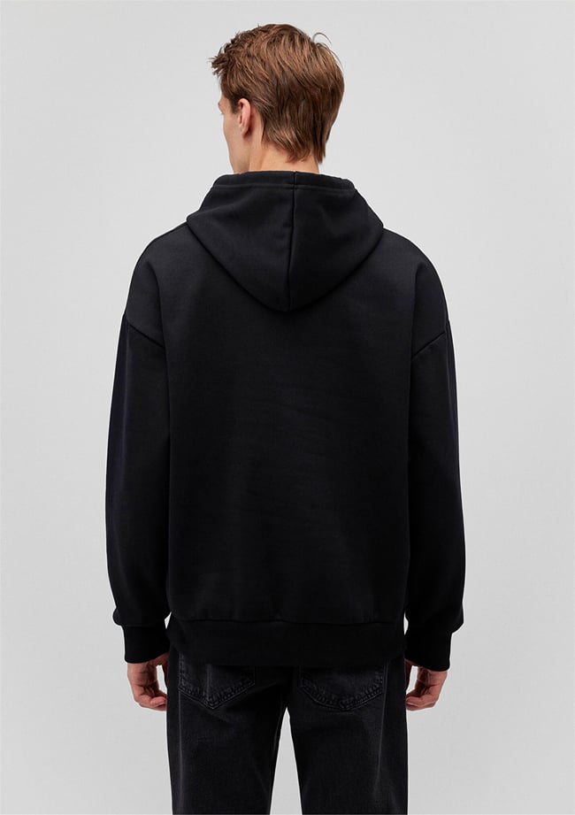 Mavi M067149-902 Siyah Erkek Oversize Kapuşonlu Logo Sweatshirt