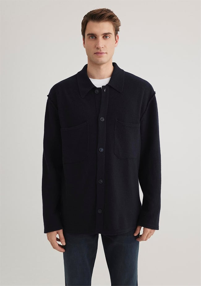 Mavı M0710267-70490 Gece Lacıvert Erkek Loose Dugmelı Sweatshırt