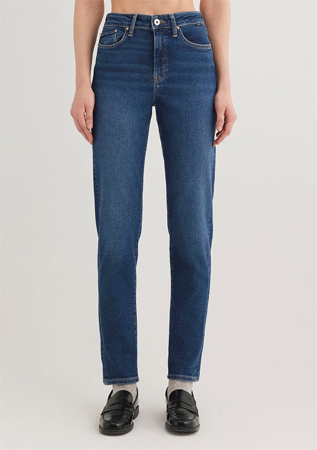 Mavi M100277-33687 Koyu Gold Shape Kadın Mom Cındy Denim Pantolon