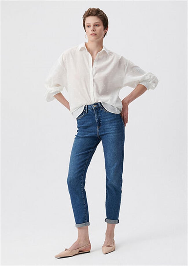 Mavi M101077-85261 Star Mid Brushed Gold Shape Kadın Mom Denim Pantolon