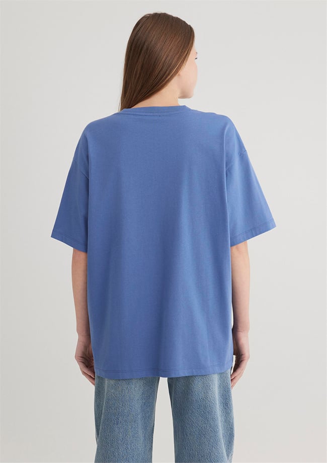 Mavi M1600843-70662 Bleached Denım Kadın Oversıze Mavi Baskılı T-shirt