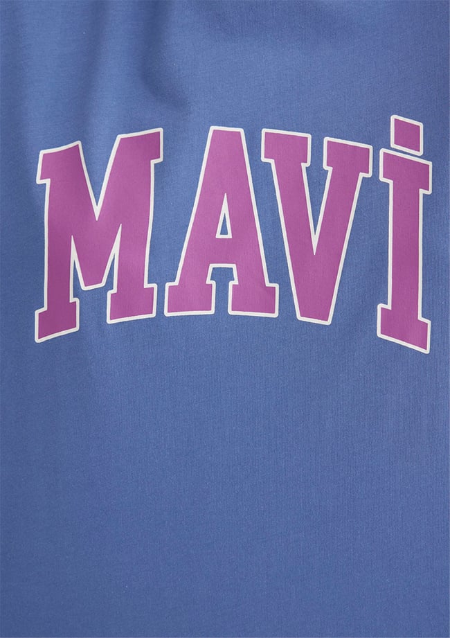 Mavi M1600843-70662 Bleached Denım Kadın Oversıze Mavi Baskılı T-shirt