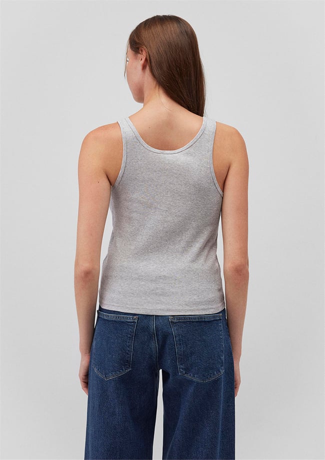 Mavi M1611899-83096 Gri Melanj Kadın Semi Slim Mavi Logo Atlet T-Shirt