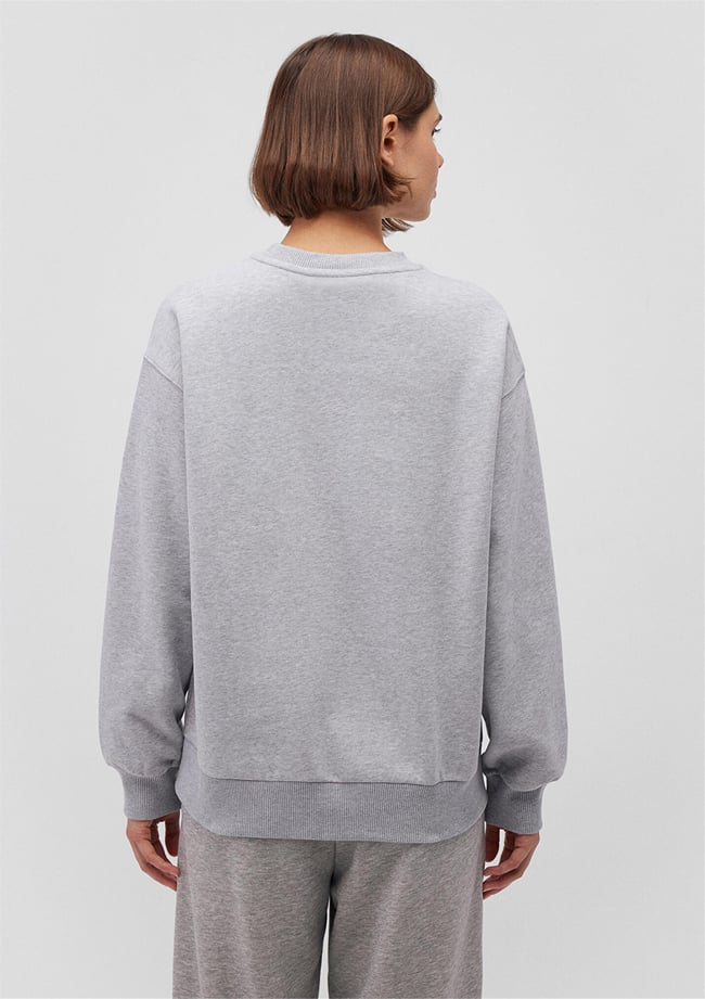Mavi M1S10147-80196 Acık Gri Melanj Kadın Loose Bısıklet Yaka Logo Sweatshirt