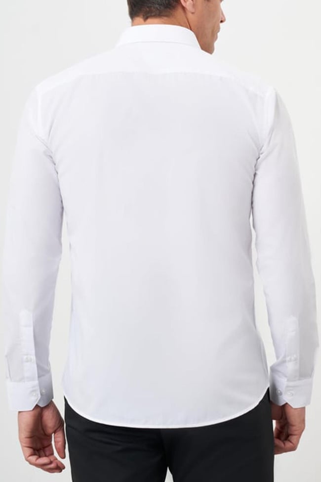 Mentality 2227 Erkek Uzun Kol Terry Cotton Slim Fit Gömlek Beyaz