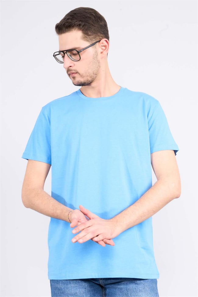 Mentality 2772 Erkek Bisiklet Yaka T-shirt  Mavi