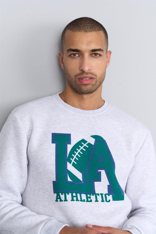Mentality 3539 Bisiklet Yaka 3 İplik Şardonlu Baskılı Karmelanj Sweatshirt