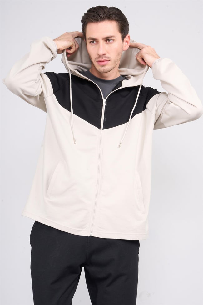 Mentality 3645 Kapüşonlu 2 İplik Sweatshirt Vizon