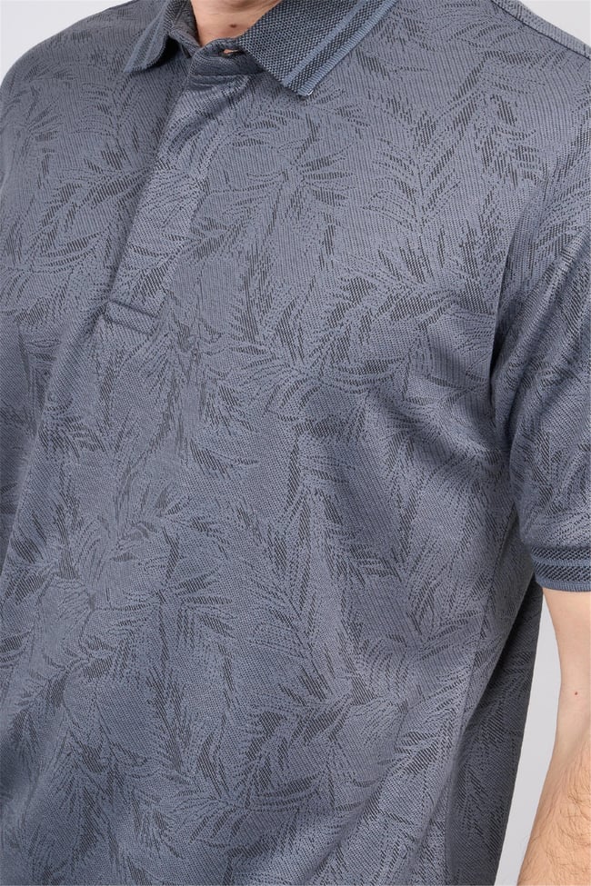 Mentality 4009 Erkek Polo Yaka Jakarlı Merserize T-shirt Antrasit