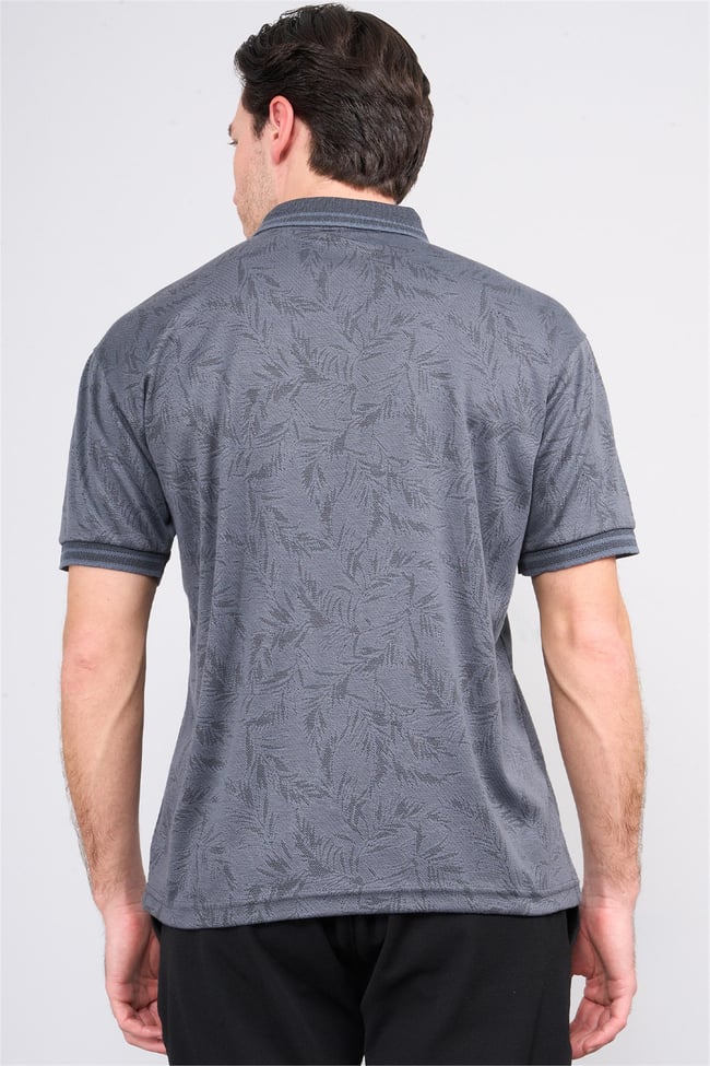 Mentality 4009 Erkek Polo Yaka Jakarlı Merserize T-shirt Antrasit