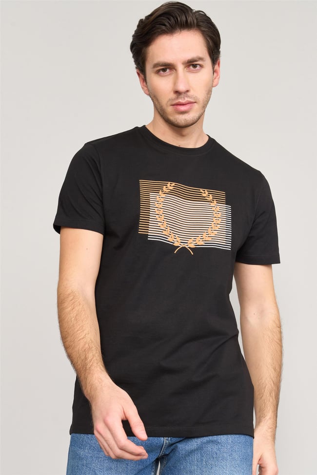 Mentality 4034 Erkek Bisiklet Yaka Baskılı Regular T-shirt Siyah