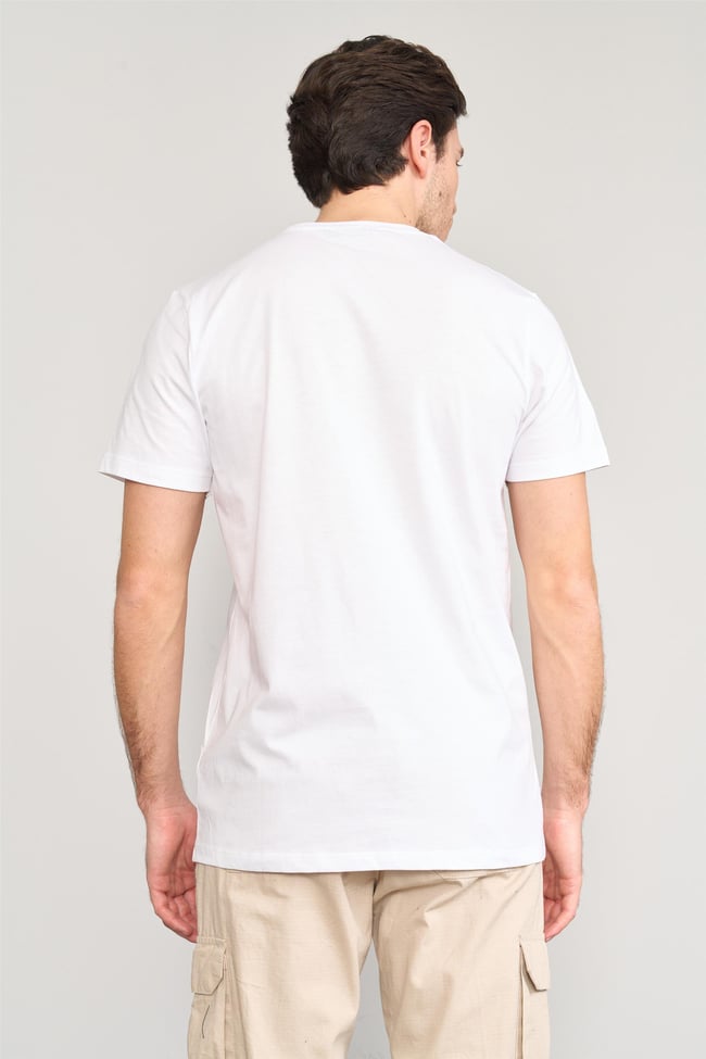 Mentality 4042 Erkek Bisiklet Yaka Baskılı Regular T-shirt Beyaz