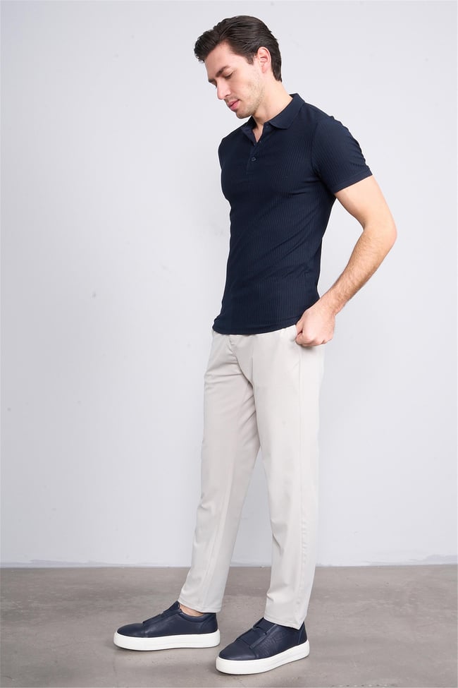 Mentality 4047 Erkek Polo Yaka Penye Pike T-shirt Lacivert