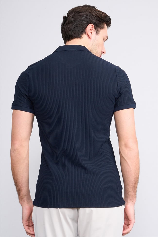 Mentality 4047 Erkek Polo Yaka Penye Pike T-shirt Lacivert