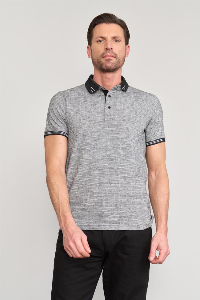 Mentality 4049 Erkek Polo Yaka Penye Pike T-shirt Siyah