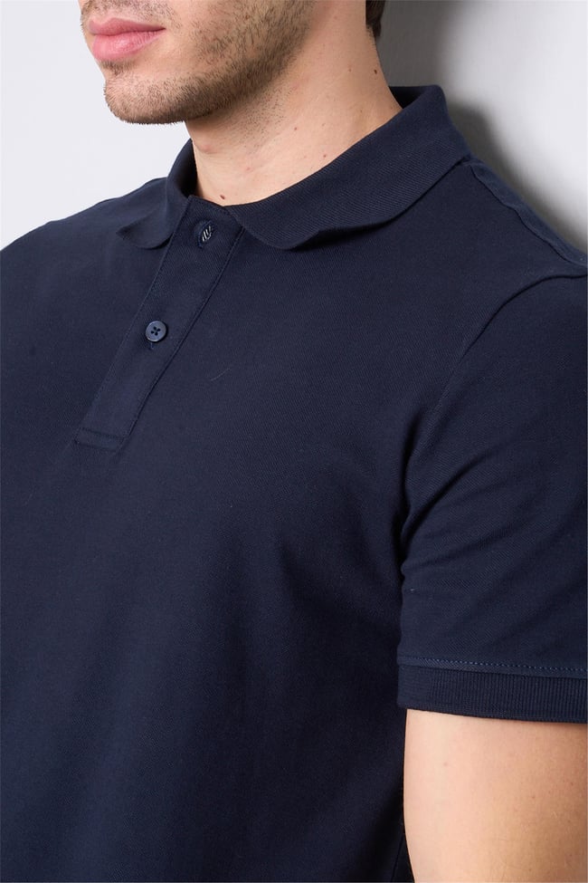 Mentality 4054 Erkek Polo Yaka Penye Pike T-shirt Lacivert