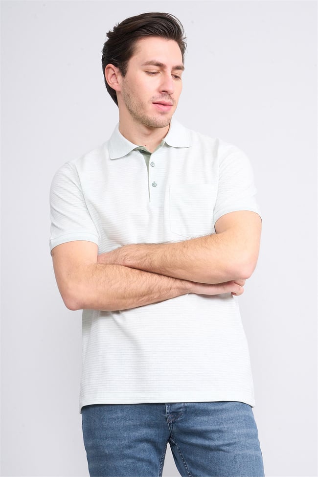Mentality 4086 Erkek Polo Yaka Penye Pike T-shirt Yeşil