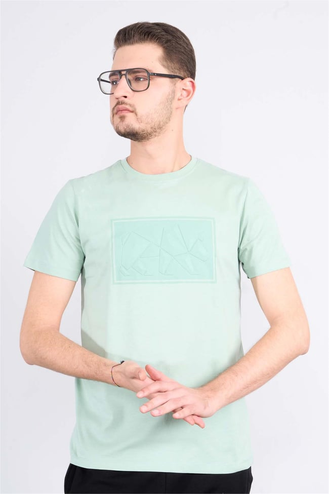 Mentality 4097 Erkek Bisiklet Yaka Baskılı Regular T-shirt Çağla