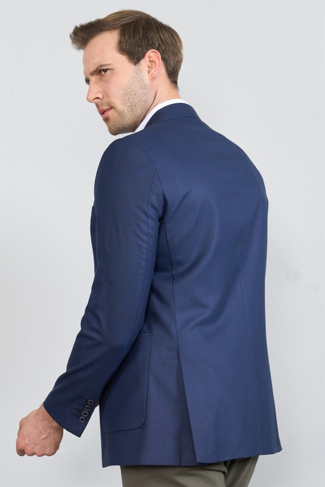 Mentality 4316 Erkek Mono Yaka Torba Cep Slim Fit Ceket Lacivert