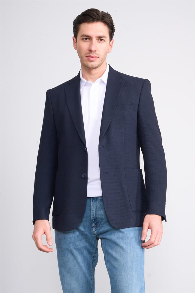 Mentality 4359 Erkek Mono Yaka Slim Fit Ceket Lacivert