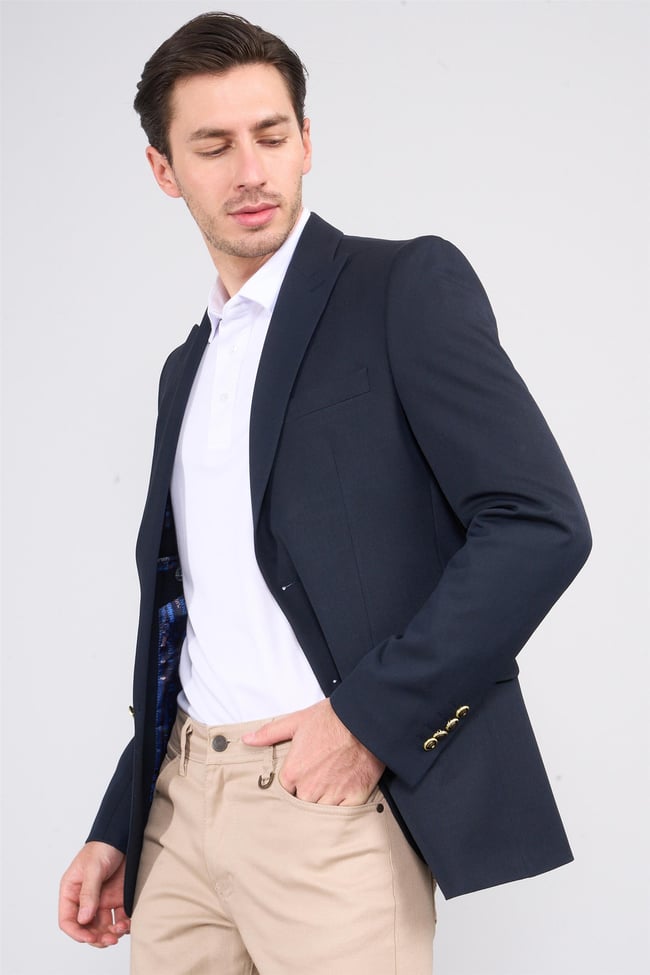 Mentality 4635 Erkek Loco Slimfit Blazer Ceket Lacivert