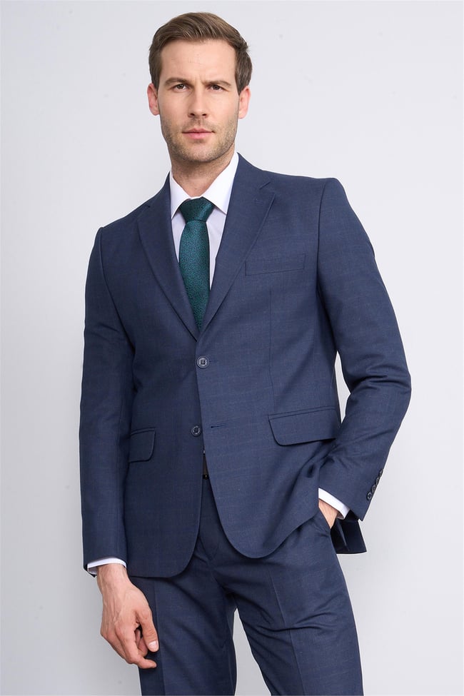 Mentality 9119 Erkek Mono Yaka Slim Fit Takım Elbise Lacivert