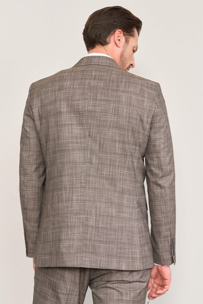 Mentality 9120 Erkek Mono Yaka Slim Fit Takım Elbise Kahve