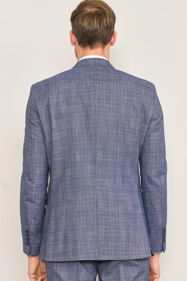 Mentality 9120 Erkek Mono Yaka Slim Fit Takım Elbise Açık Lacivert