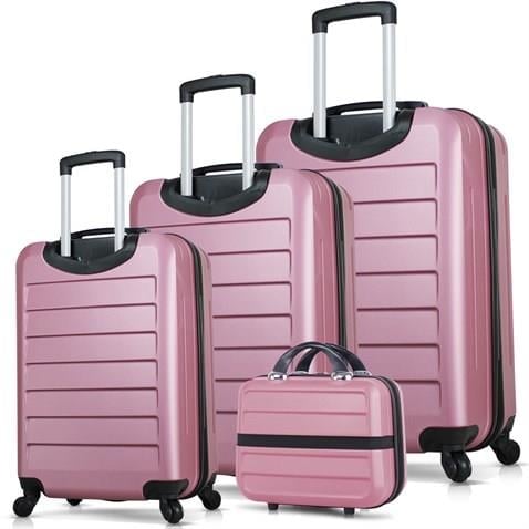My Valice Ruby Abs Kabin Orta Büyük ve Makyaj Boy Rose Gold 4'lü Travel Valiz Seti