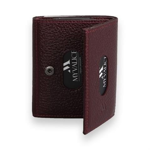 My Valice Unisex Hakiki Deri Cüzdan ve Kartlık 1819 Bordo