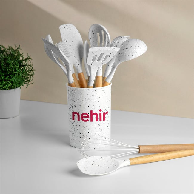 Nehir 1024 Angela Ahşap Silikon 12 Parça Servis Takımı