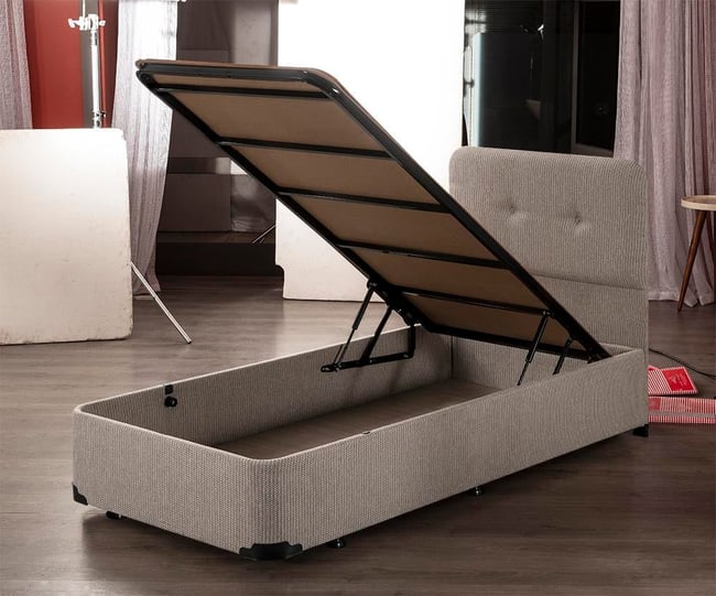 Niron Baza - 90x190 cm Tek Kişilik Sandıklı Klasik Kumaş Baza