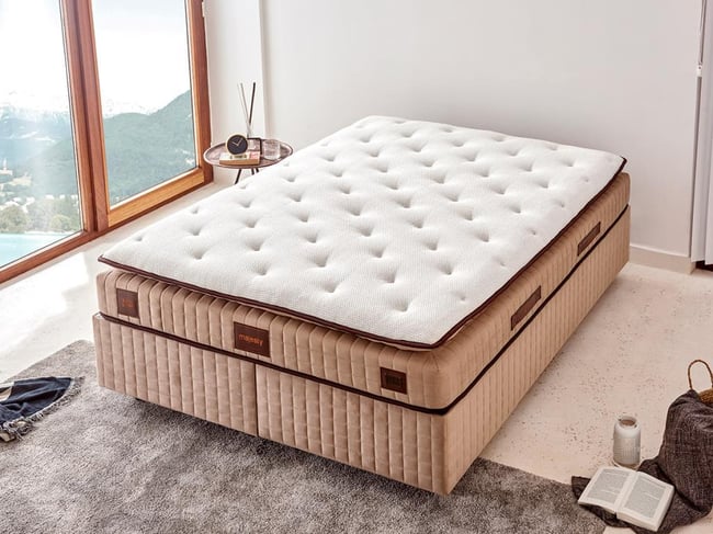 Niron Majesty Yatak 180x200 Çift Kişilik Pedli Ekstra Lüks Yumuşak Yatak Pamuklu Keten Kumaş 30 cm