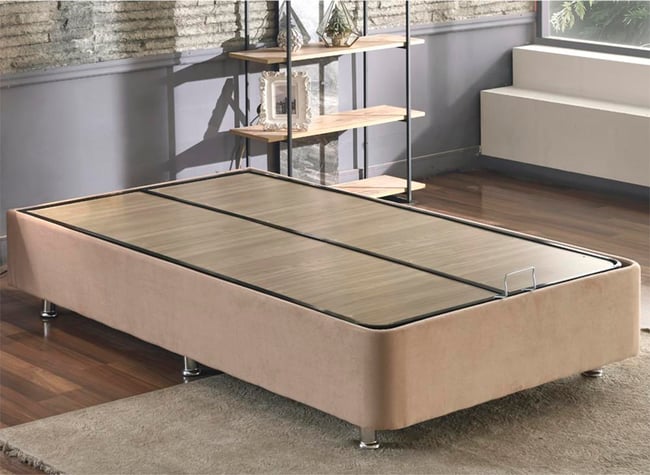 Niron Rama Baza ve Başlık Seti 120x200 cm Tek Kişilik Sütlü Kahve Kumaş Baza ve Başlığı Soho Kumaş