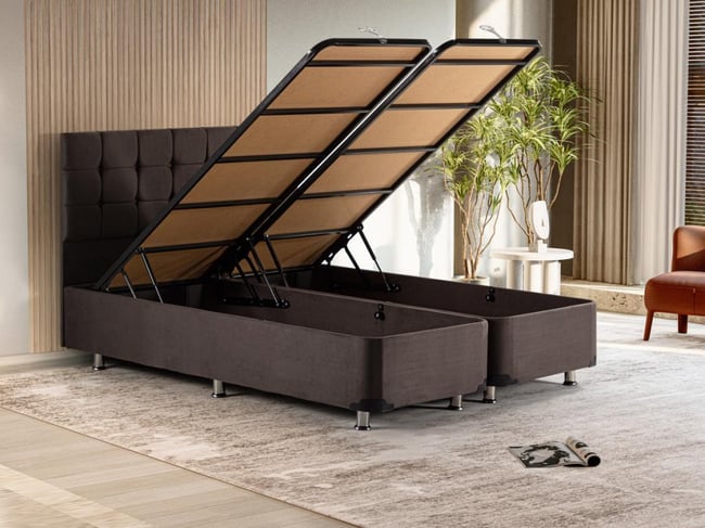 Niron Rama Füme Baza Ve Başlık Seti, Çift Kişilik 200x200 cm Baza Ve Başlık Takımı