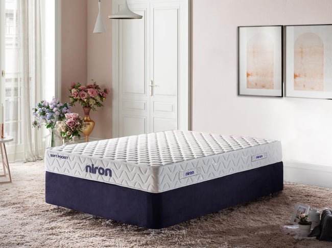 Niron Soft Pocket Tek Kişilik Lüks Full Ortopedik Paket Yaylı Yumuşak Yatak 80x180 cm