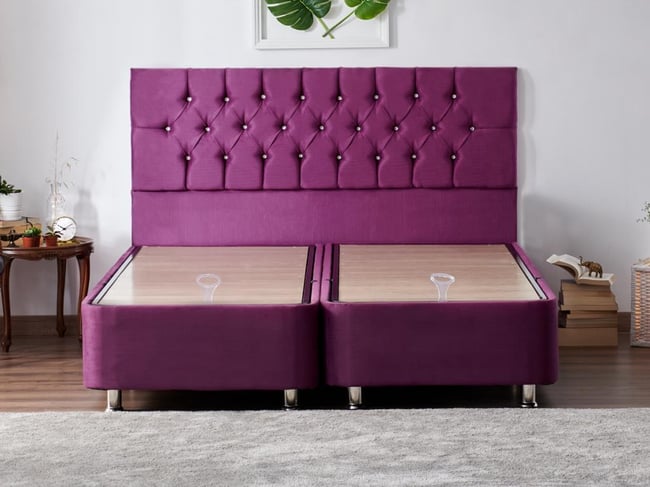 Niron Violet Baza ve Başlık Seti 150x200 cm Çift Kişilik Sandıklı Mor Kumaş Baza ve Başlığı